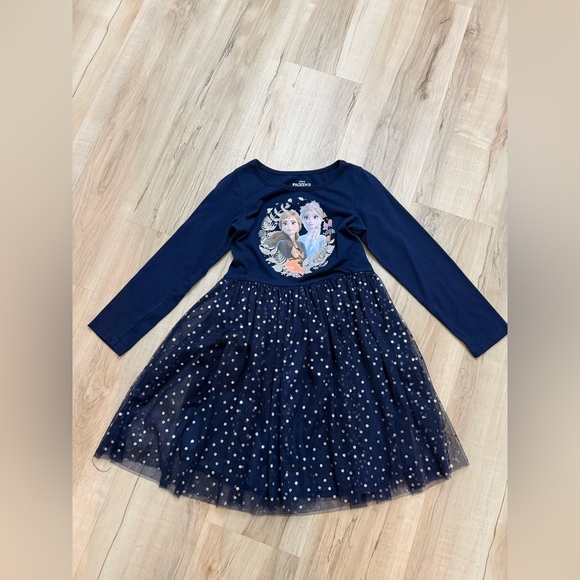 Disney Other - Navy Blue Long Sleeve Dress with Disney Frozen character